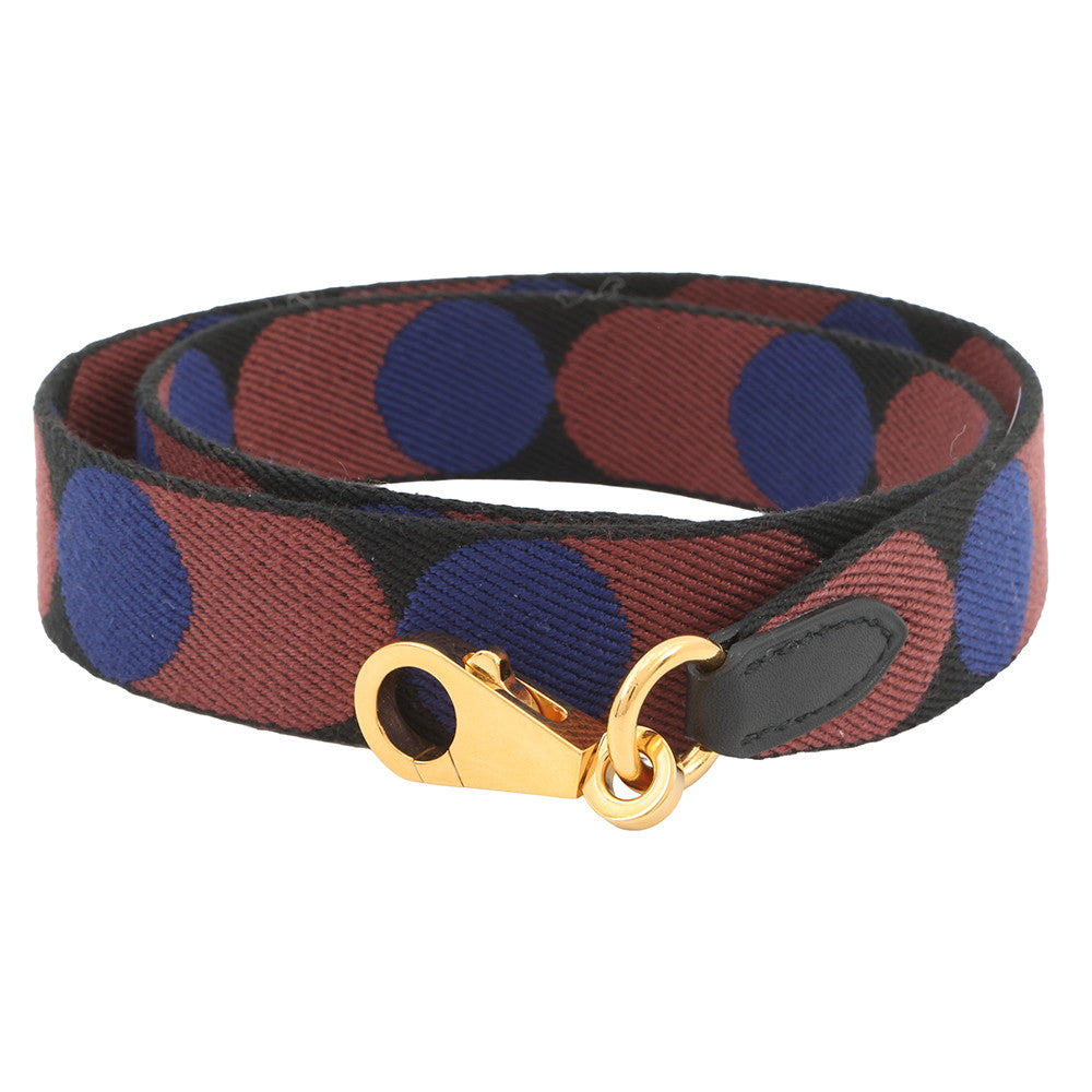 HERMES Shoulder Strap Sangle Flipper Ball Blue/Brown Canvas Swift Leather