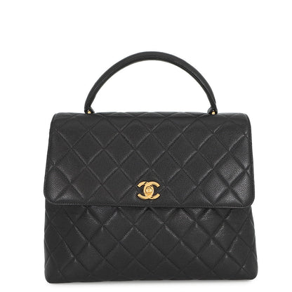 CHANEL Matelasse Top Handle Handbag BlackA12397 Caviar Leather