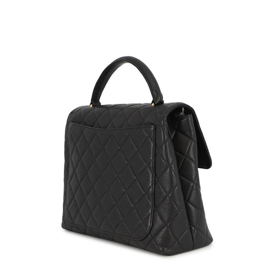 CHANEL Matelasse Top Handle Handbag BlackA12397 Caviar Leather