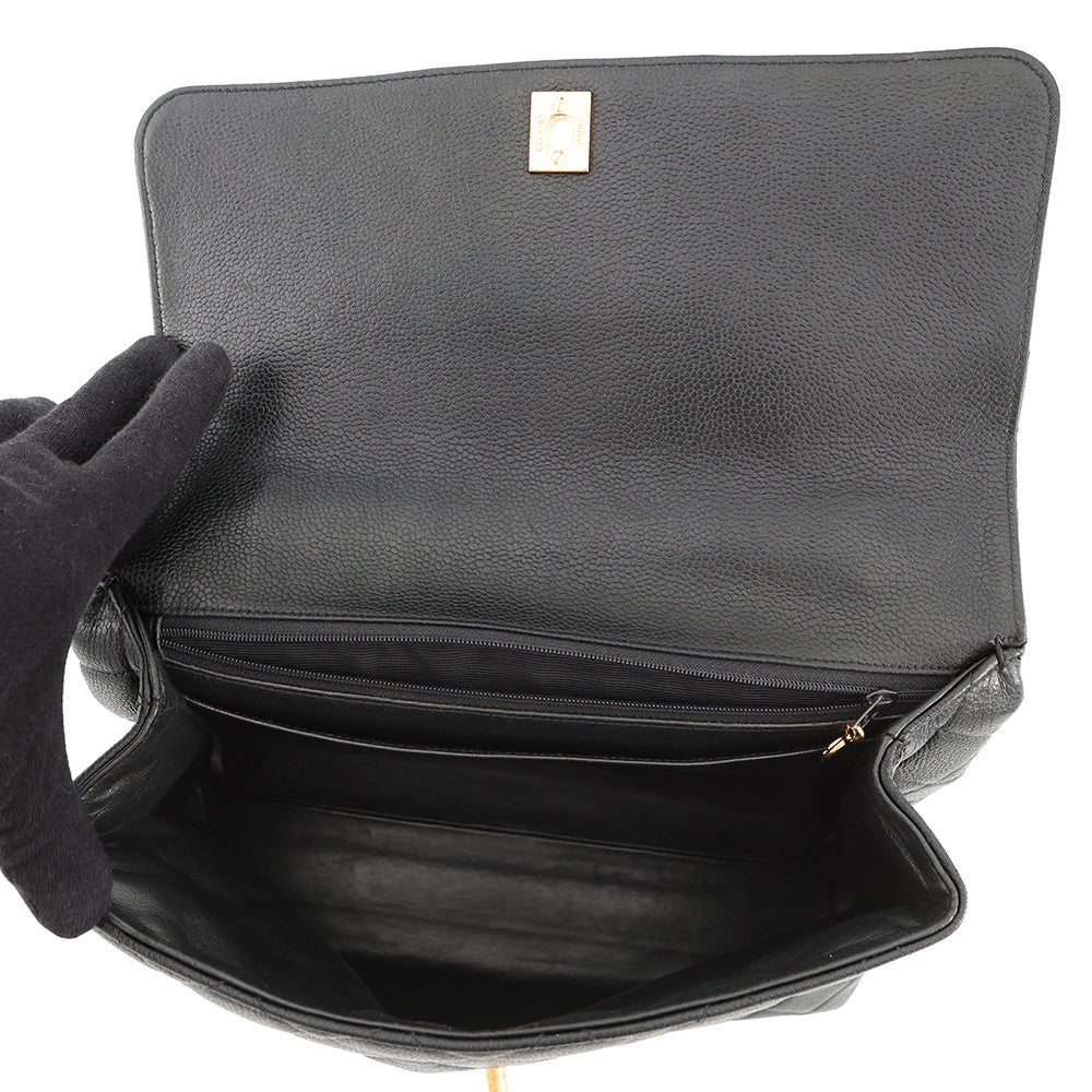 CHANEL Matelasse Top Handle Handbag BlackA12397 Caviar Leather