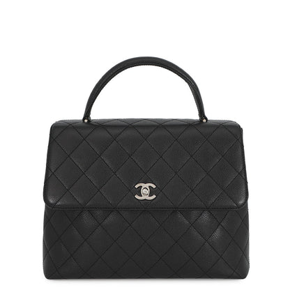 CHANEL Matelasse Top Handle Handbag BlackA12397 Caviar Leather