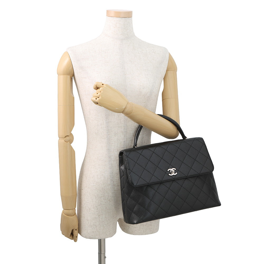 CHANEL Matelasse Top Handle Handbag BlackA12397 Caviar Leather