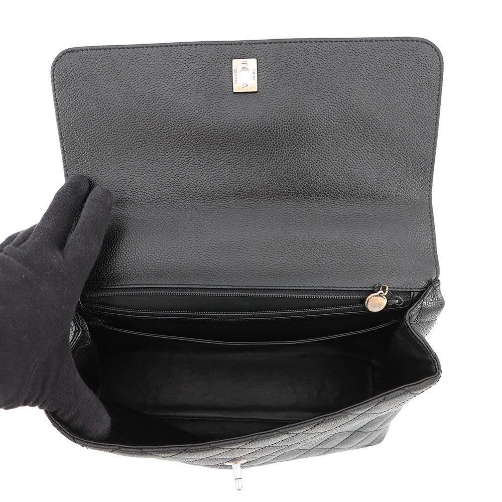 CHANEL Matelasse Top Handle Handbag BlackA12397 Caviar Leather