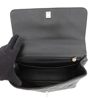CHANEL Matelasse Top Handle Handbag BlackA12397 Caviar Leather