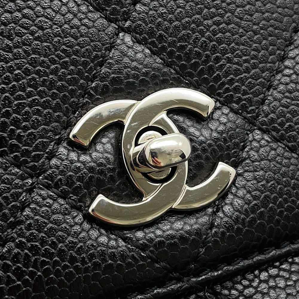 CHANEL Matelasse Top Handle Handbag BlackA12397 Caviar Leather