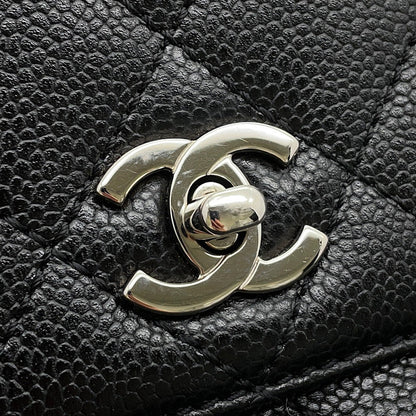 CHANEL Matelasse Top Handle Handbag BlackA12397 Caviar Leather