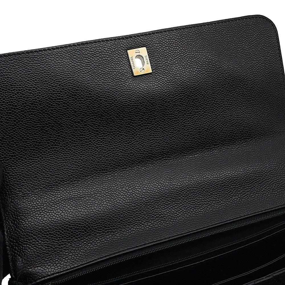 CHANEL Matelasse Top Handle Handbag BlackA12397 Caviar Leather
