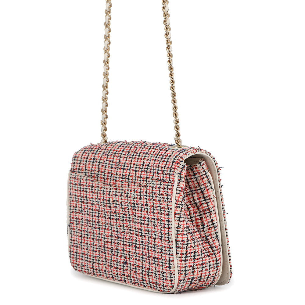 CHANEL CC Logo Flap Chainshoulder Bag White/Multicolor Tweed Leather