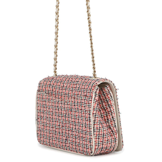 CHANEL CC Logo Flap Chainshoulder Bag White/Multicolor Tweed Leather