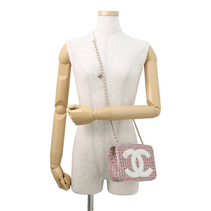CHANEL CC Logo Flap Chainshoulder Bag White/Multicolor Tweed Leather