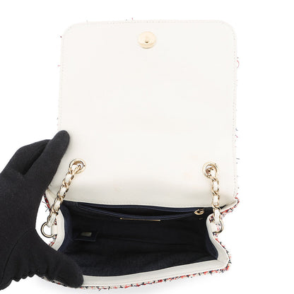 CHANEL CC Logo Flap Chainshoulder Bag White/Multicolor Tweed Leather