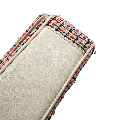 CHANEL CC Logo Flap Chainshoulder Bag White/Multicolor Tweed Leather