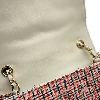CHANEL CC Logo Flap Chainshoulder Bag White/Multicolor Tweed Leather