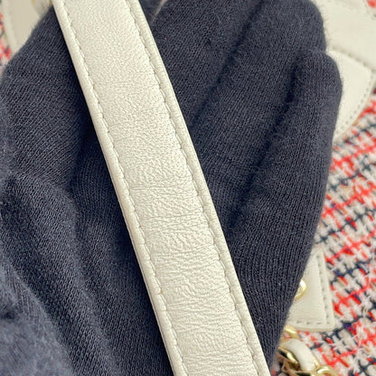 CHANEL CC Logo Flap Chainshoulder Bag White/Multicolor Tweed Leather