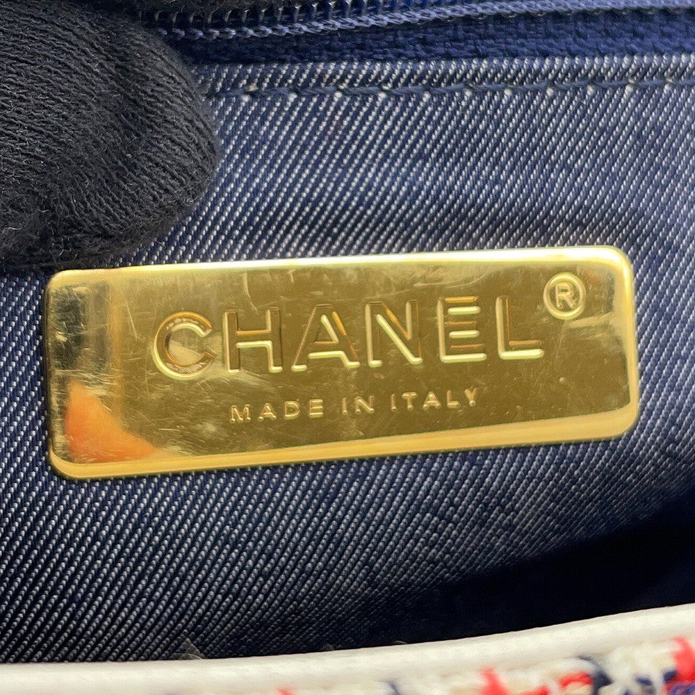 CHANEL CC Logo Flap Chainshoulder Bag White/Multicolor Tweed Leather