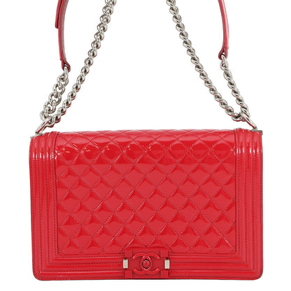 CHANEL Boy Chanel ChainShoulder Bag RedA92193 Patent Leather Size 28