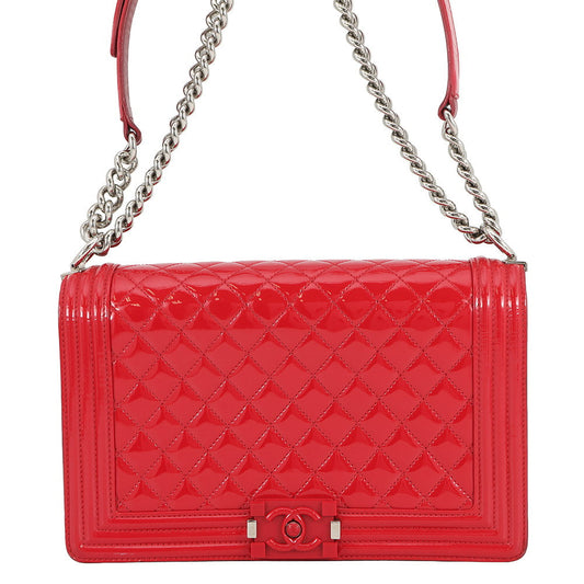 CHANEL Boy Chanel ChainShoulder Bag RedA92193 Patent Leather Size 28