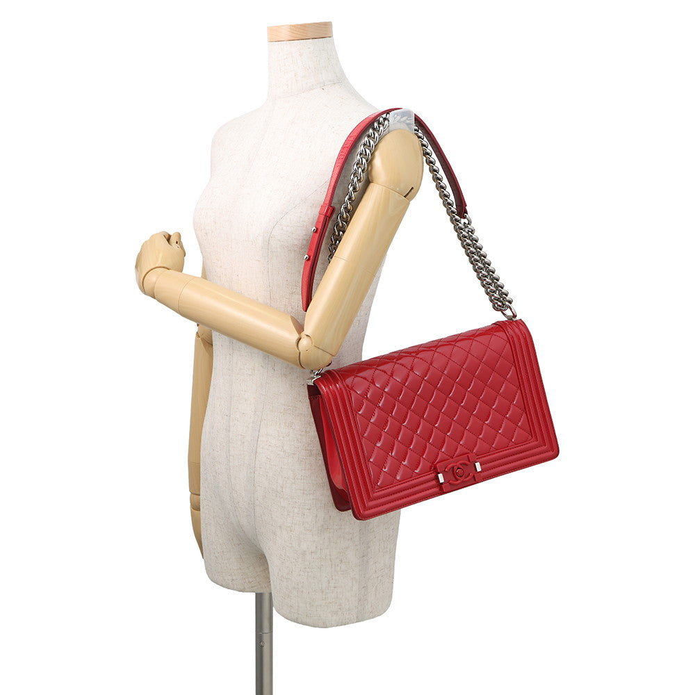 CHANEL Boy Chanel ChainShoulder Bag RedA92193 Patent Leather Size 28