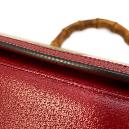 GUCCI MUSIC IS MINE Bamboo 3WAY Handbag Red/Ivory679632 Leather Canvas Size Medium