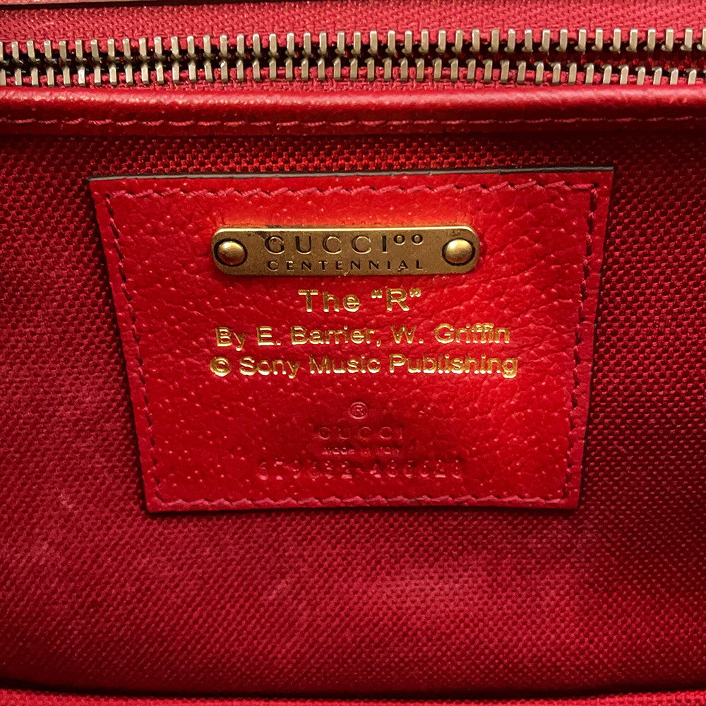 GUCCI MUSIC IS MINE Bamboo 3WAY Handbag Red/Ivory679632 Leather Canvas Size Medium