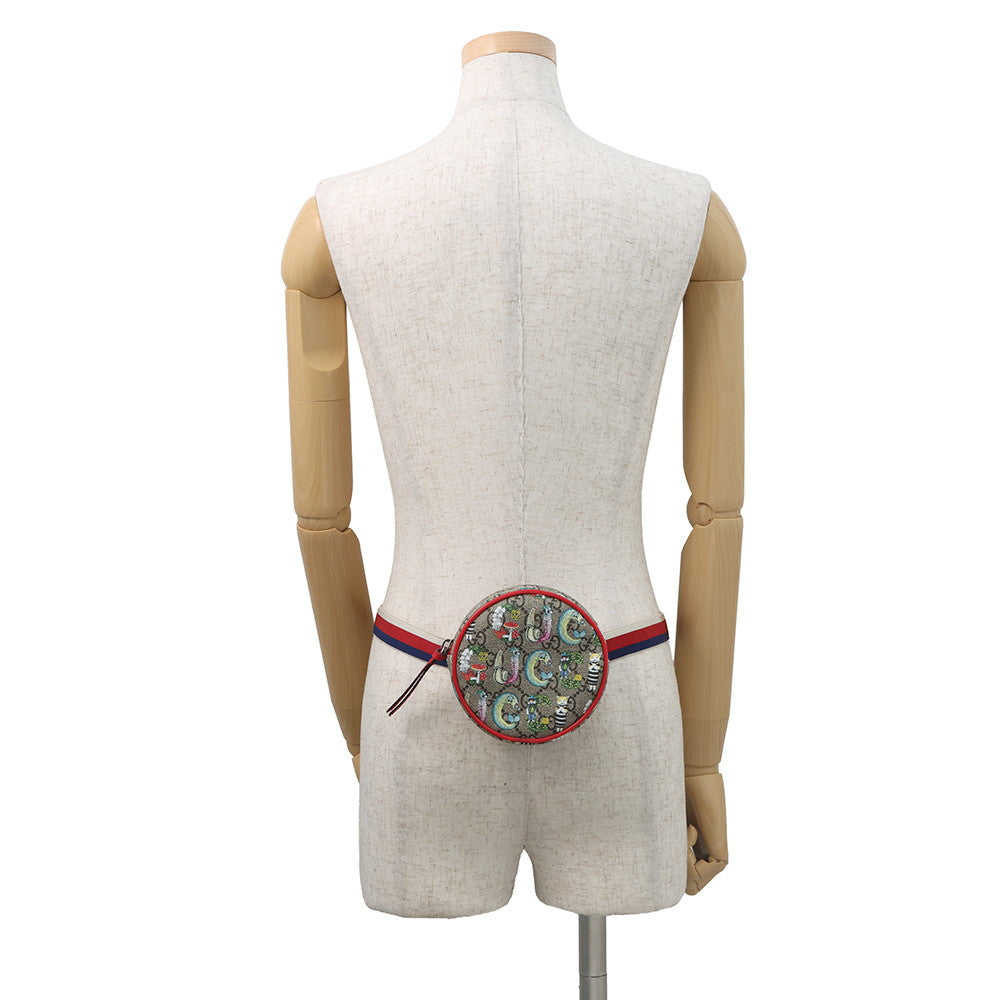 GUCCI GG Supreme Round Waist Pouch in Collaboration with Yuko Higuchi Beige/Multicolor502330 GG Supreme Leather