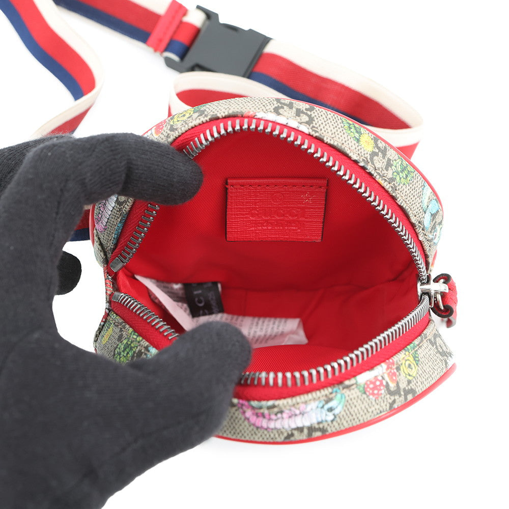 GUCCI GG Supreme Round Waist Pouch in Collaboration with Yuko Higuchi Beige/Multicolor502330 GG Supreme Leather