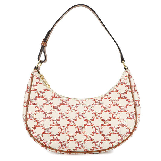 CELINE Ava Triomphe One Shoulder Bag Ivory/Red193952 PVC Leather