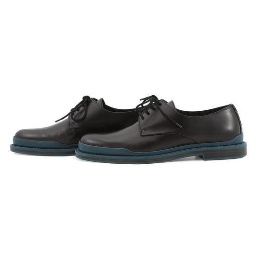 Bottega Veneta Lace-up INTRECCIATO business shoes Black/Blue Leather Size 38