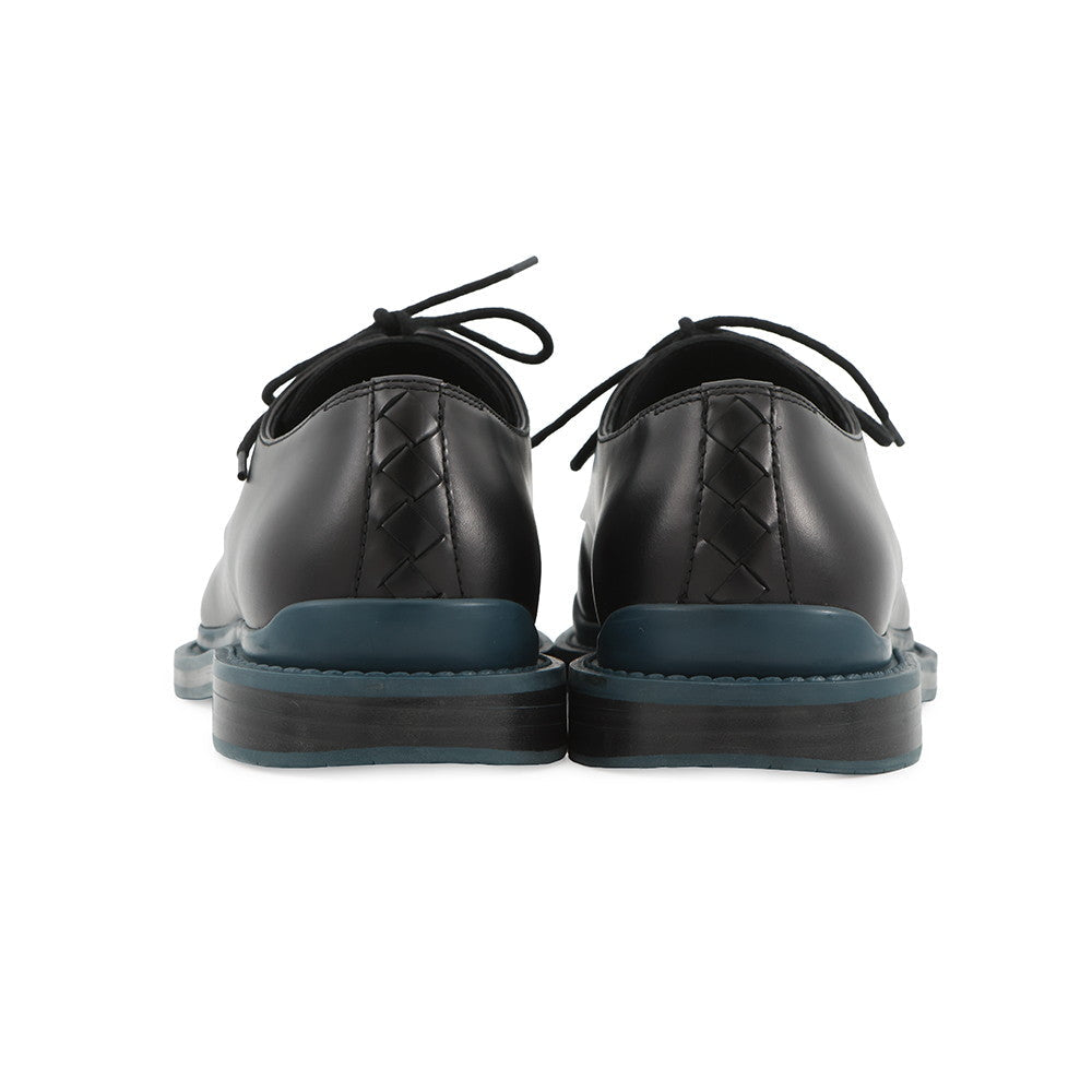 Bottega Veneta Lace-up INTRECCIATO business shoes Black/Blue Leather Size 38