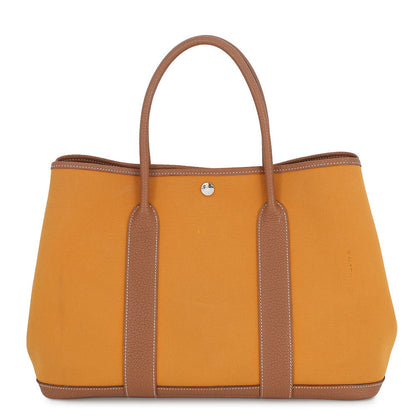 HERMES Garden Party Saffron/Gold Toile Officier Negonda Leather Size PM