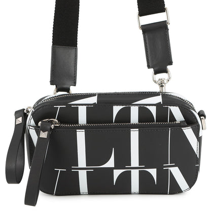 Valentino Garavani Full logo Shoulder Bag Black/White Leather