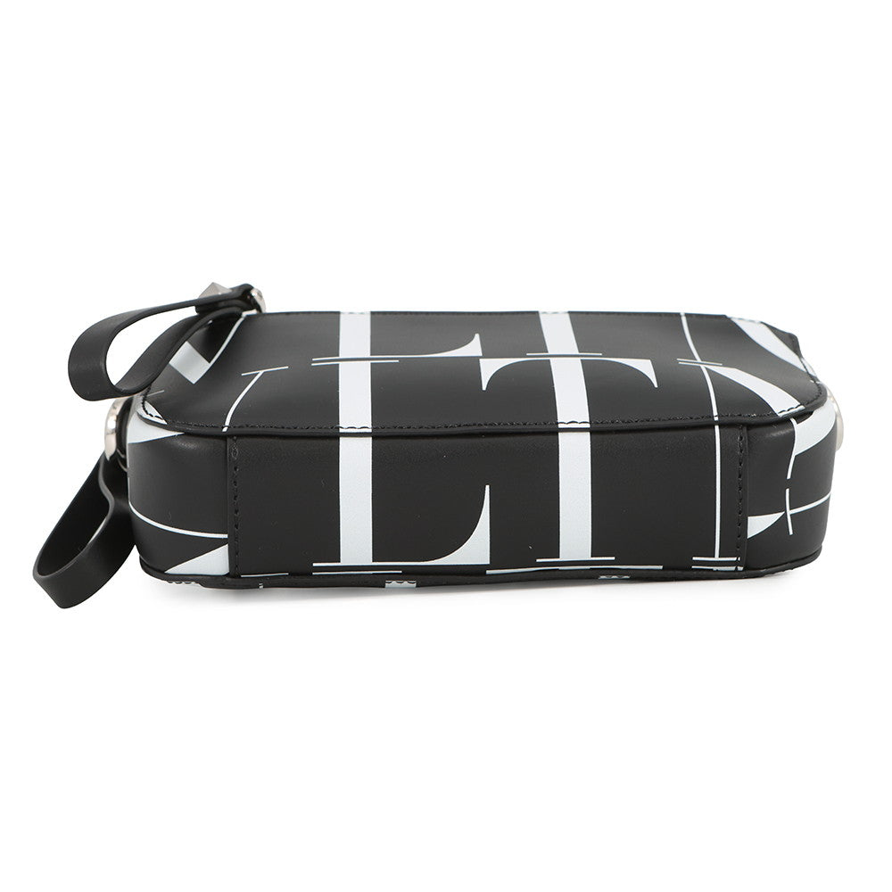 Valentino Garavani Full logo Shoulder Bag Black/White Leather