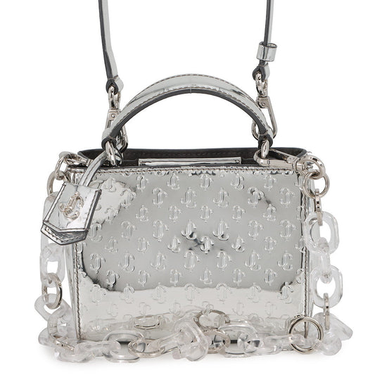 JIMMY CHOO Varenne 2-way tote Silver Patent Leather Size Mini