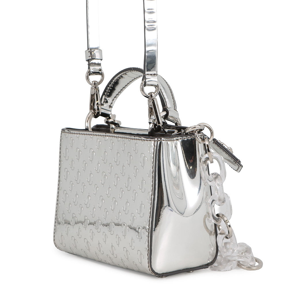 JIMMY CHOO Varenne 2-way tote Silver Patent Leather Size Mini