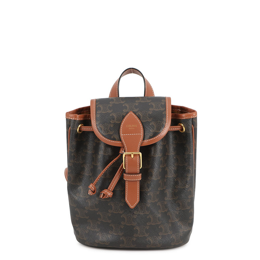 CELINE Triomphe Falco Backpack Tan197662 PVC Leather Size Mini