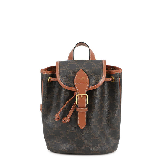 CELINE Triomphe Falco Backpack Tan197662 PVC Leather Size Mini