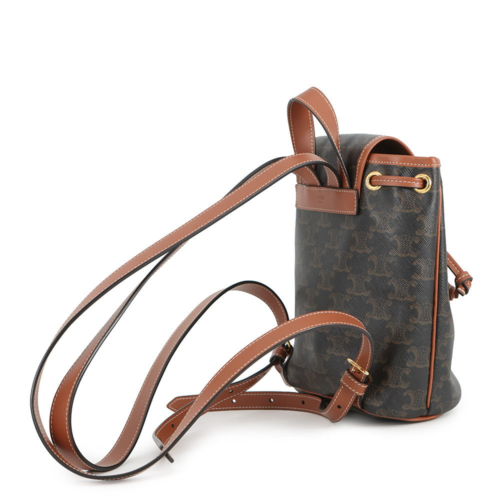 CELINE Triomphe Falco Backpack Tan197662 PVC Leather Size Mini