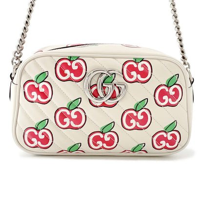GUCCI GG Marmont Apple Shoulder Bag White/Red/Beige447632 Leather Size Small