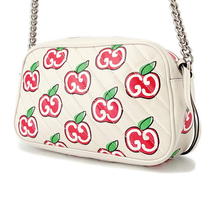 GUCCI GG Marmont Apple Shoulder Bag White/Red/Beige447632 Leather Size Small