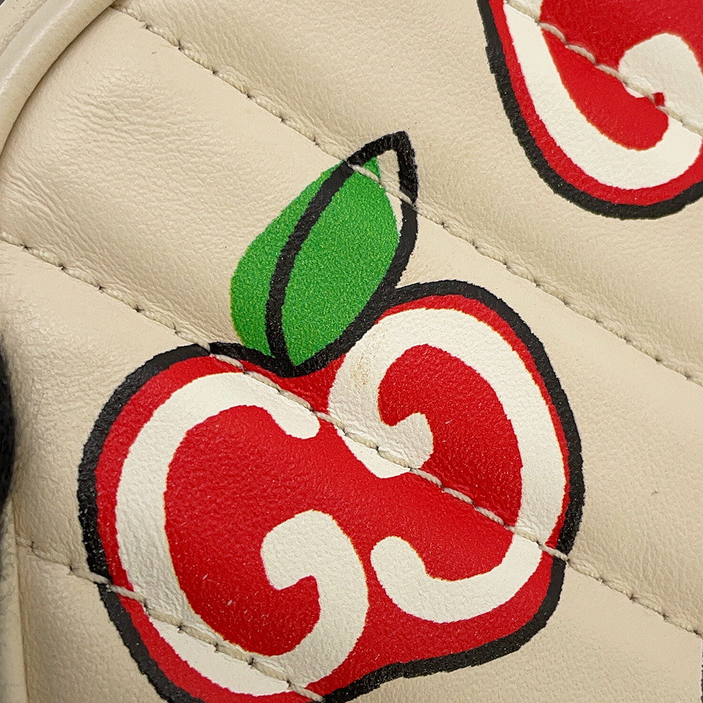 GUCCI GG Marmont Apple Shoulder Bag White/Red/Beige447632 Leather Size Small