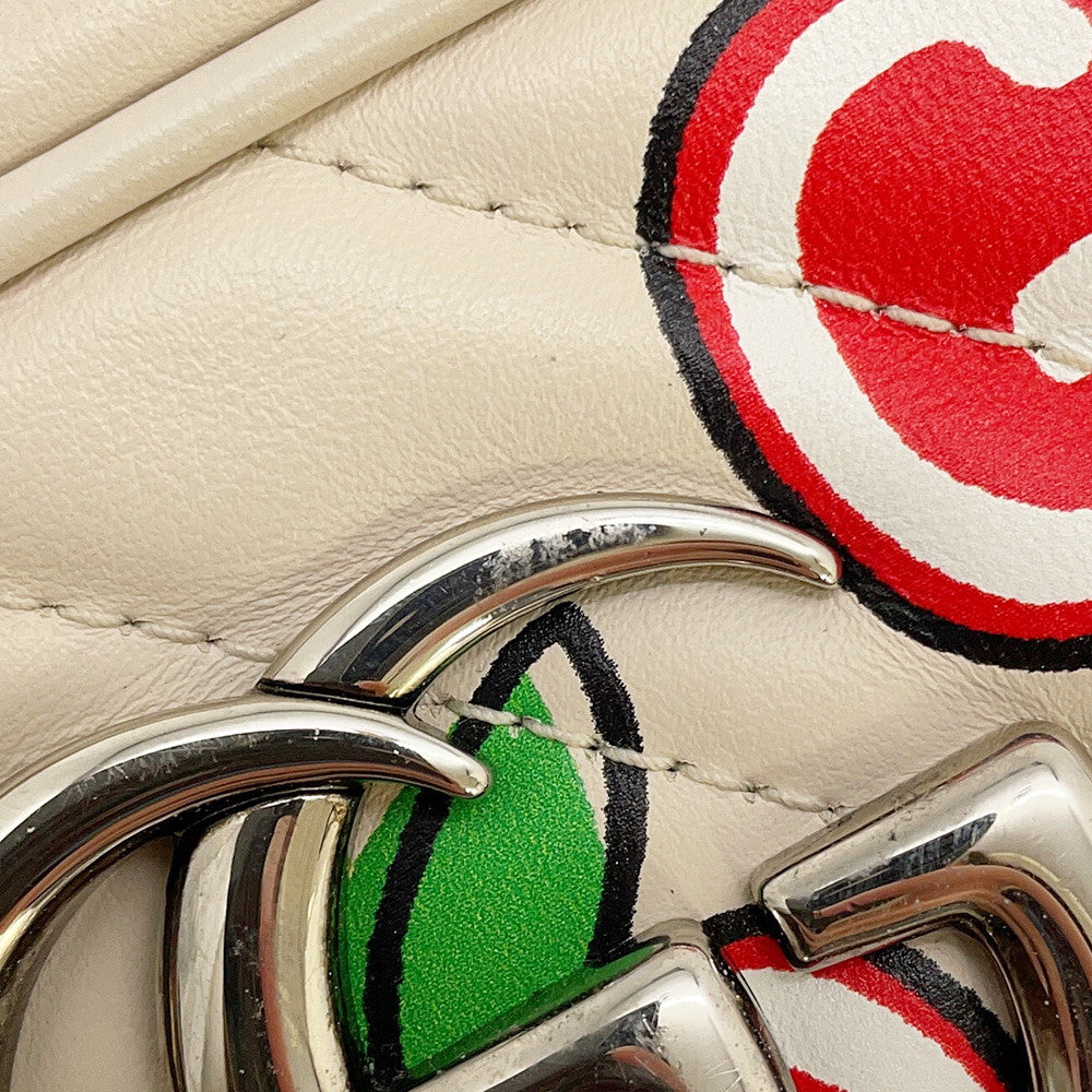 GUCCI GG Marmont Apple Shoulder Bag White/Red/Beige447632 Leather Size Small