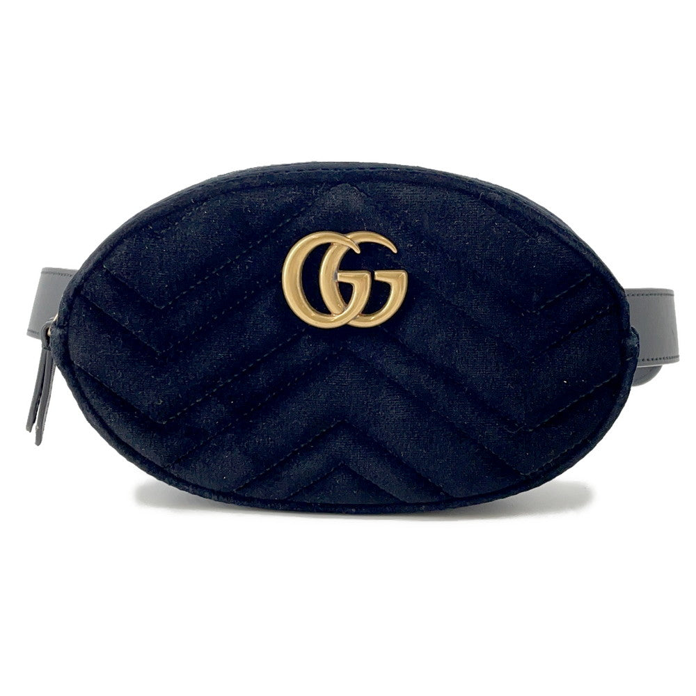 GUCCI GG Marmont Waist Bag Black/Pink476434 Leather Velour