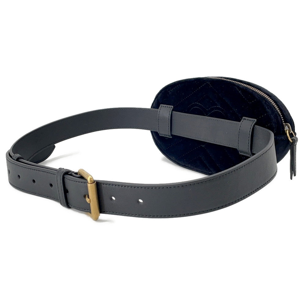 GUCCI GG Marmont Waist Bag Black/Pink476434 Leather Velour