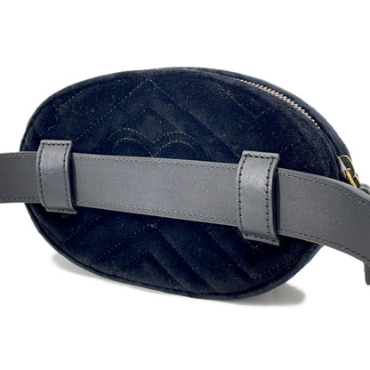 GUCCI GG Marmont Waist Bag Black/Pink476434 Leather Velour
