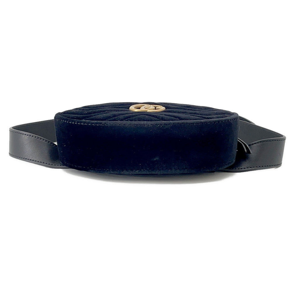 GUCCI GG Marmont Waist Bag Black/Pink476434 Leather Velour