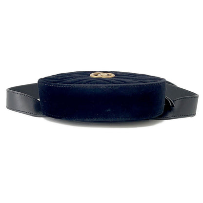 GUCCI GG Marmont Waist Bag Black/Pink476434 Leather Velour