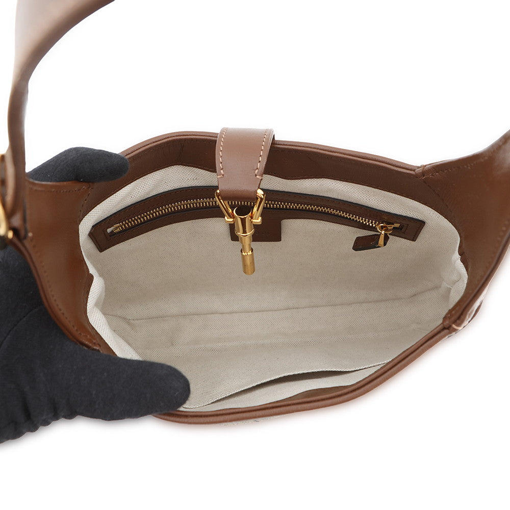 GUCCI Jackie 1961 Geometric Print Beige/Brown/Multicolor636706 GG Supreme Leather Size Small