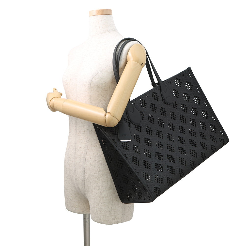 GUCCI Cutout Motif Tote Bag Black772229 Leather Size Medium
