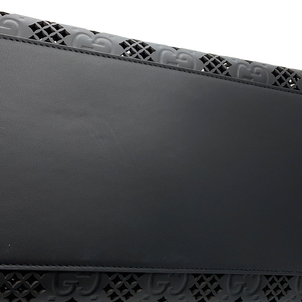 GUCCI Cutout Motif Tote Bag Black772229 Leather Size Medium
