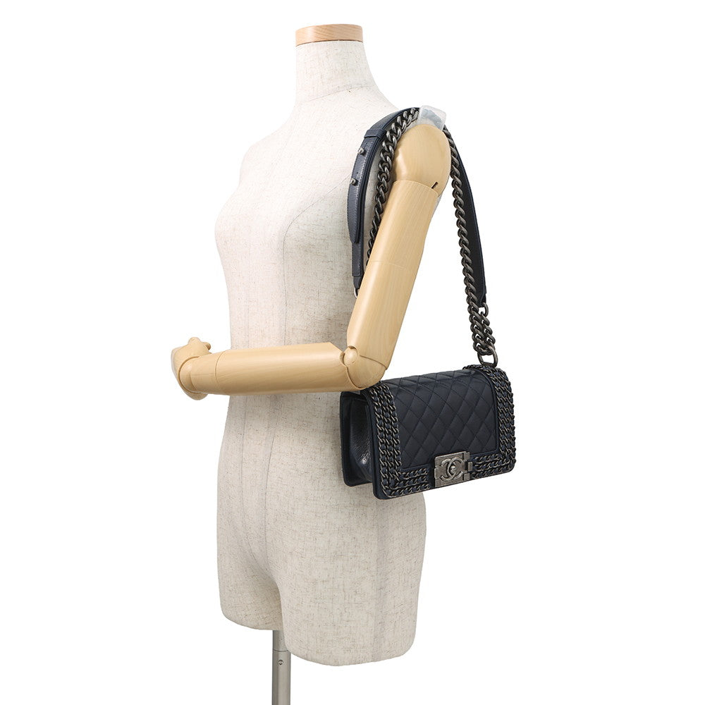 CHANEL Boy Chanel ChainShoulder Bag NavyA67085 Lambskin Size 20